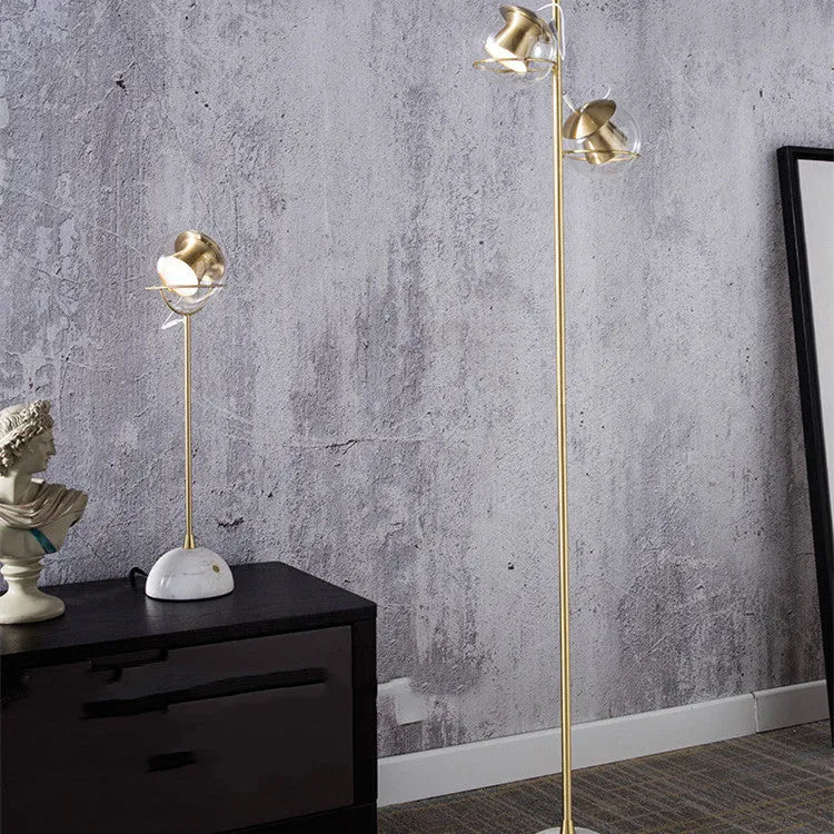 Light luxury creative glass lampshade dimmable desk lamp with LED and touch switch on a desk