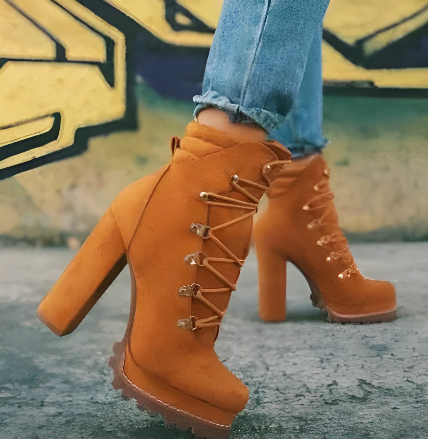 Women's suede high heel boots with thick 8cm heels in multiple colours