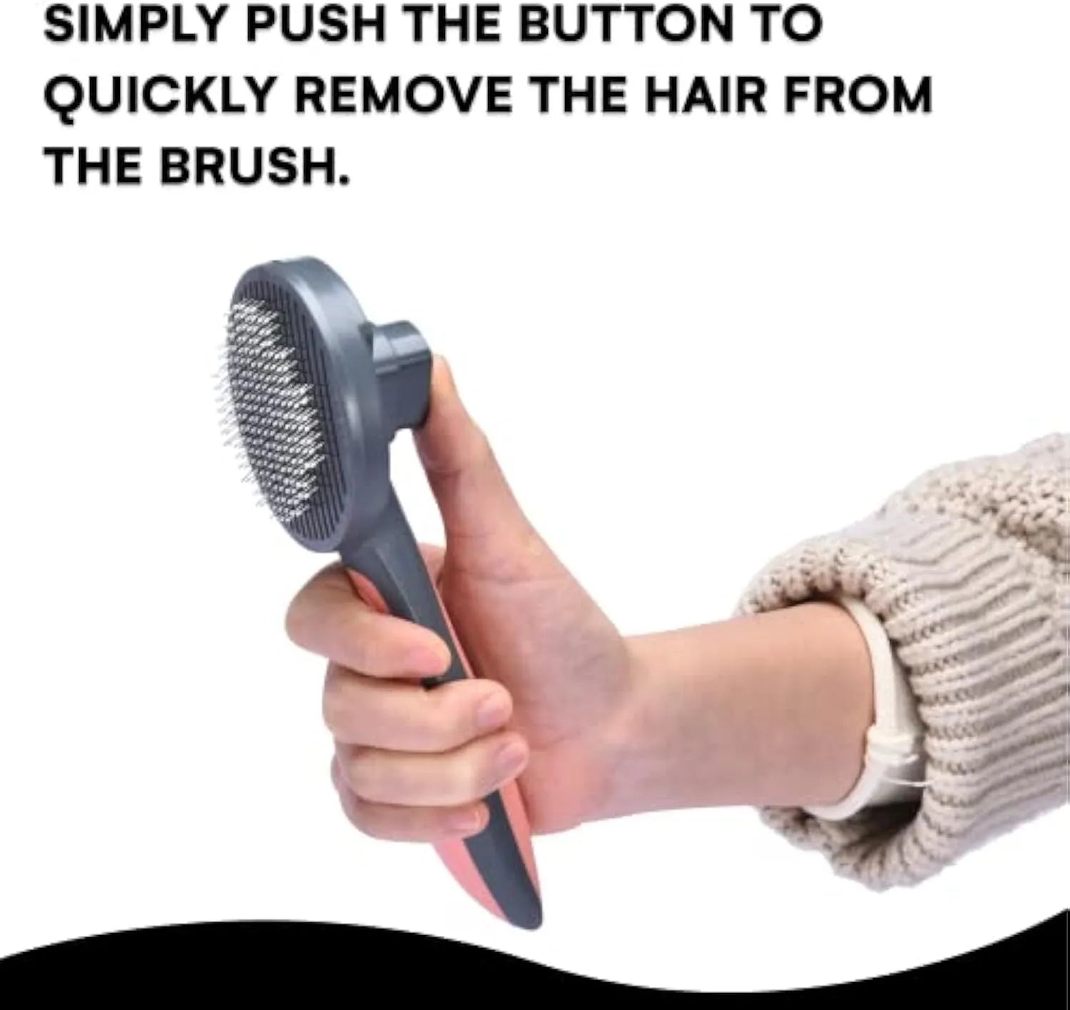 Grey, green, or pink self-cleaning slicker brush for grooming cats, dogs, and rabbits.