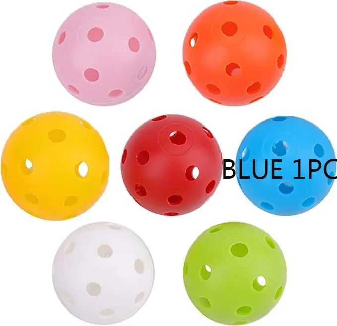 24 multi-colour 42mm golf practice balls in red, orange, blue, green, white, yellow stored in mesh net bag