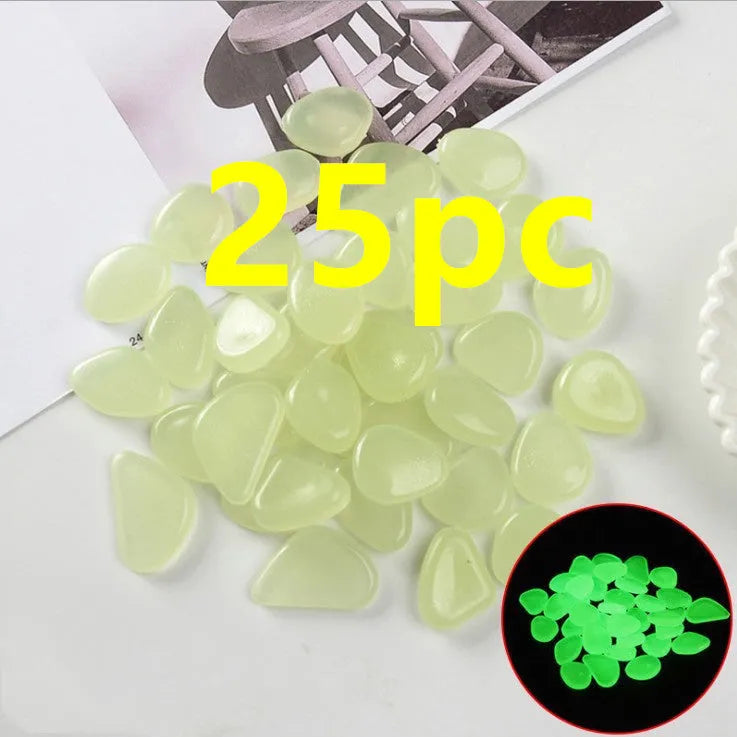Luminous fluorescent aquarium and garden pebbles in mixed colours including dark purple, yellow, light blue, pink, orange