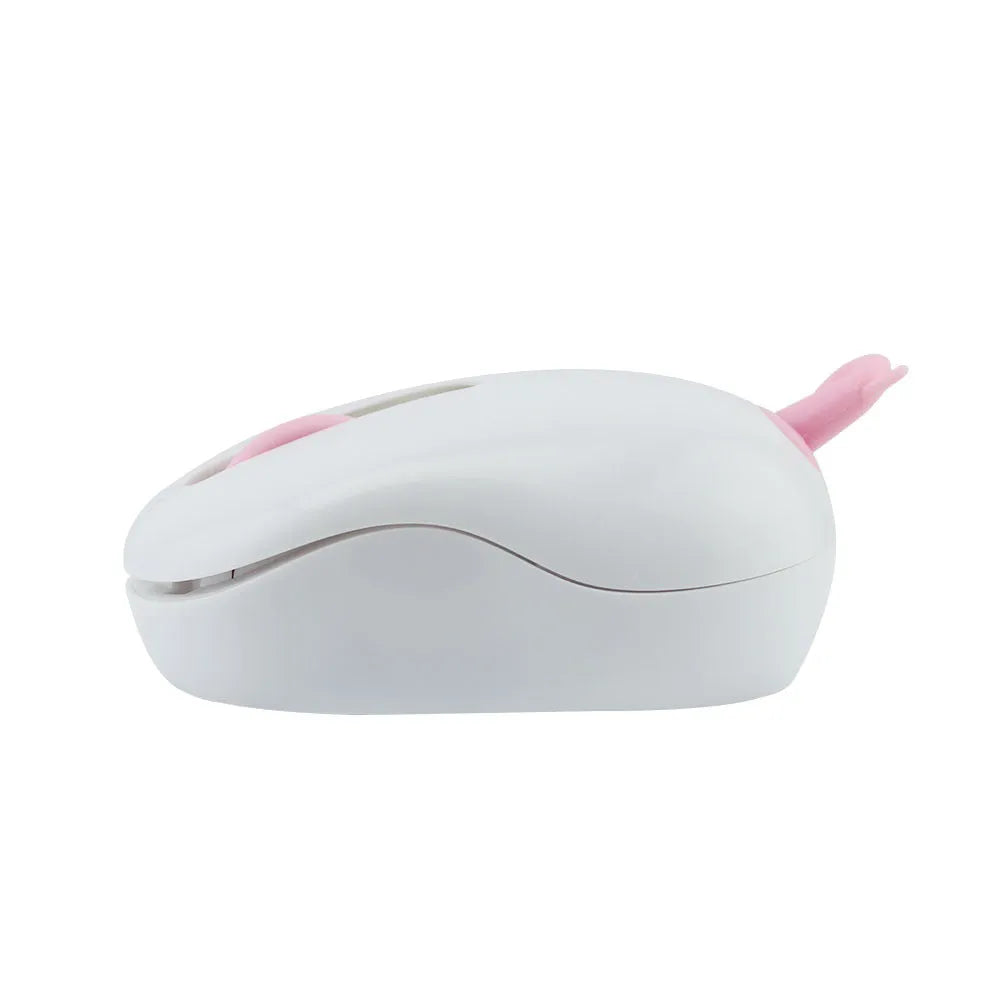 Pink wireless silent mouse with compact design and USB receiver for laptop use
