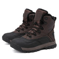 Fleece-lined high-top men's boots in khaki with velvet lining, front lace-up, TPR sole, flat heel