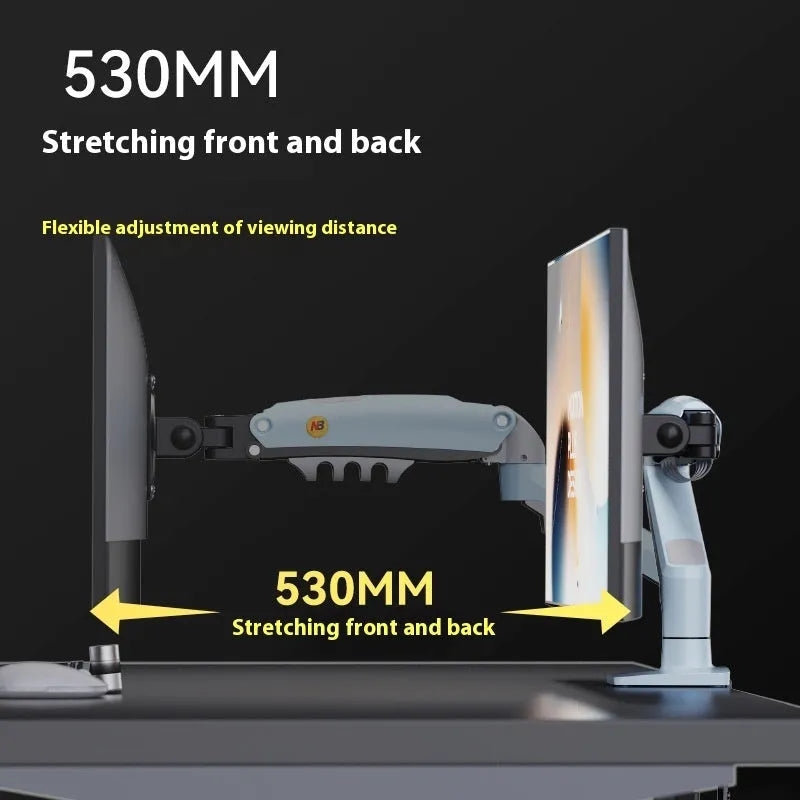 F80-XV grey aluminium alloy robotic arm monitor bracket on desk with screw kit