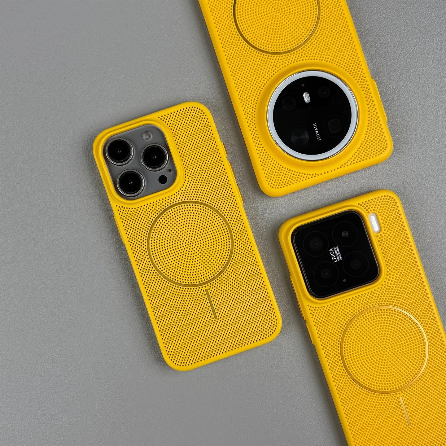 Frosted hard magnetic phone case with thin ring design on back for iPhone, shown in blue colour.