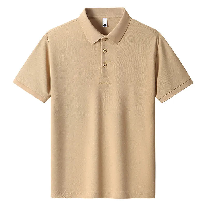Men's casual cotton t-shirt in a loose fit with a printed letter pattern on the chest.
