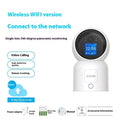 Zhou Shi white plastic wireless indoor security camera mounted on a wall bracket