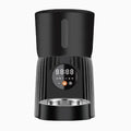 Black and white intelligent pet feeder with automatic timing and quantitative remote control via smartphone app