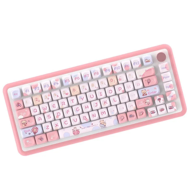 Sweet Cotton Candy coloured mechanical keyboard keycaps arranged in 112-key and 120-key sets