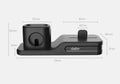 Black silicone 3-in-1 charging station for Apple iPhone, iWatch and AirPods on a desktop