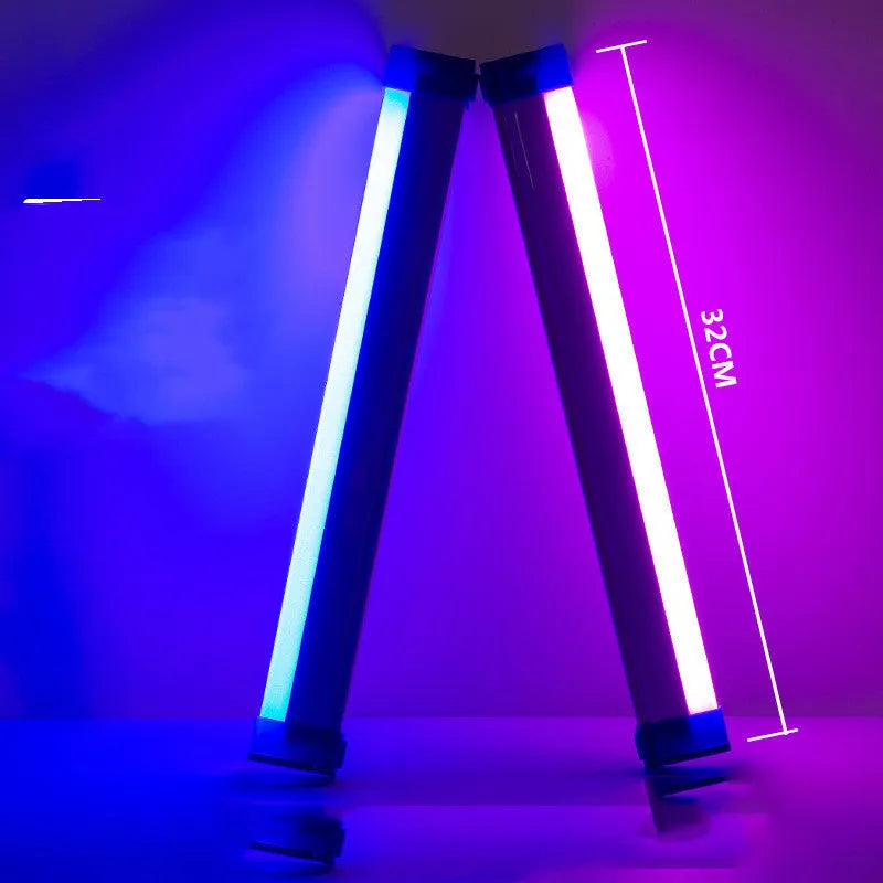 Rechargeable LED tube night light in blue and purple colours with USB charging cable