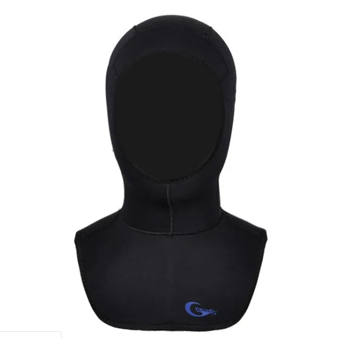 Winter swimming diving hood in neoprene with 3mm headgear and 5mm shoulder, available in multiple sizes