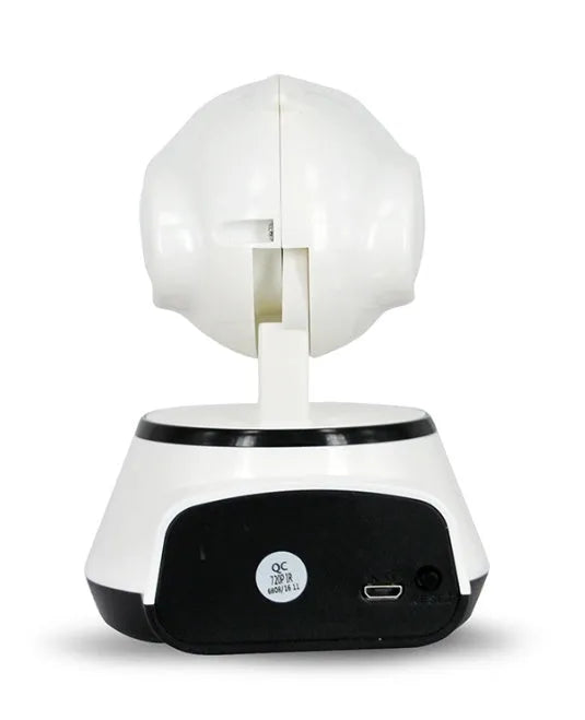 White WiFi baby monitor camera with 720P HD resolution, pan and tilt, and night vision for home use