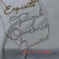 Stainless steel personalised name necklace with diamond studs on a silver chain, showing the letter 'A'.