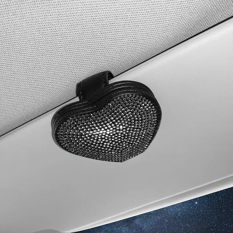 Magnetic PU leather car sun visor storage clip in a choice of seven diamond colours