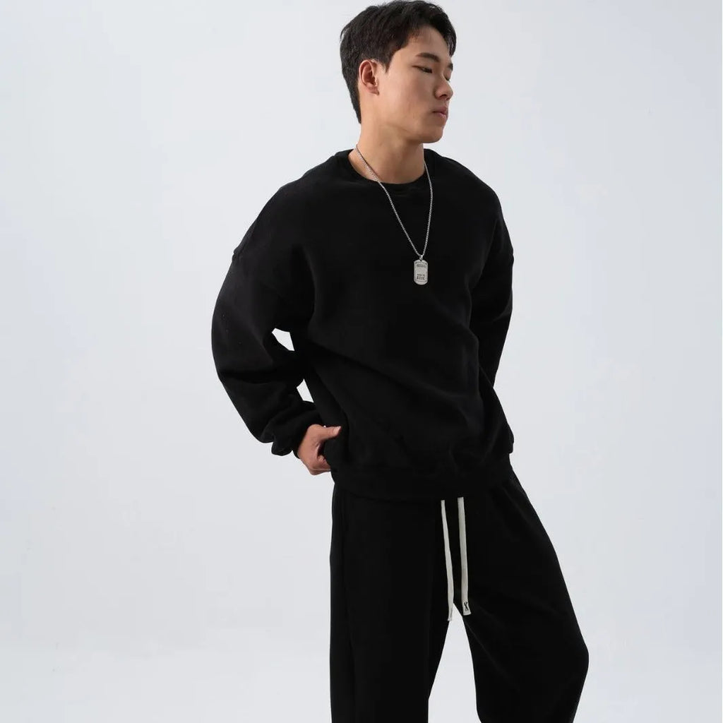 Men's polar fleece sports suit with crew neck coat and padded trousers in winter colours
