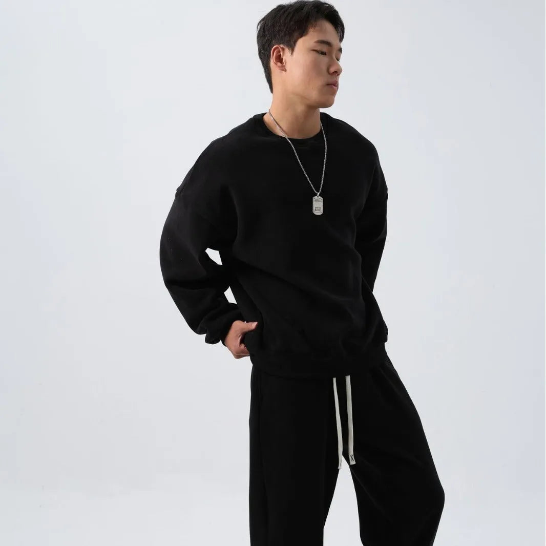 Men's polar fleece sports suit with crew neck coat and padded trousers in winter colours