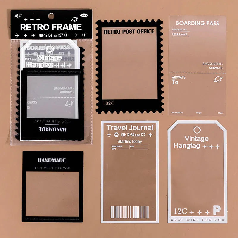 Frame Series retro decorative stickers pack with 15 transparent PET sheets