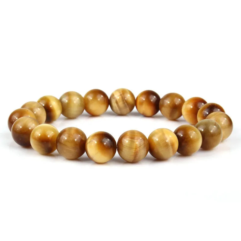 Natural tiger eye stone bracelet with round beads in a choice of colours and sizes