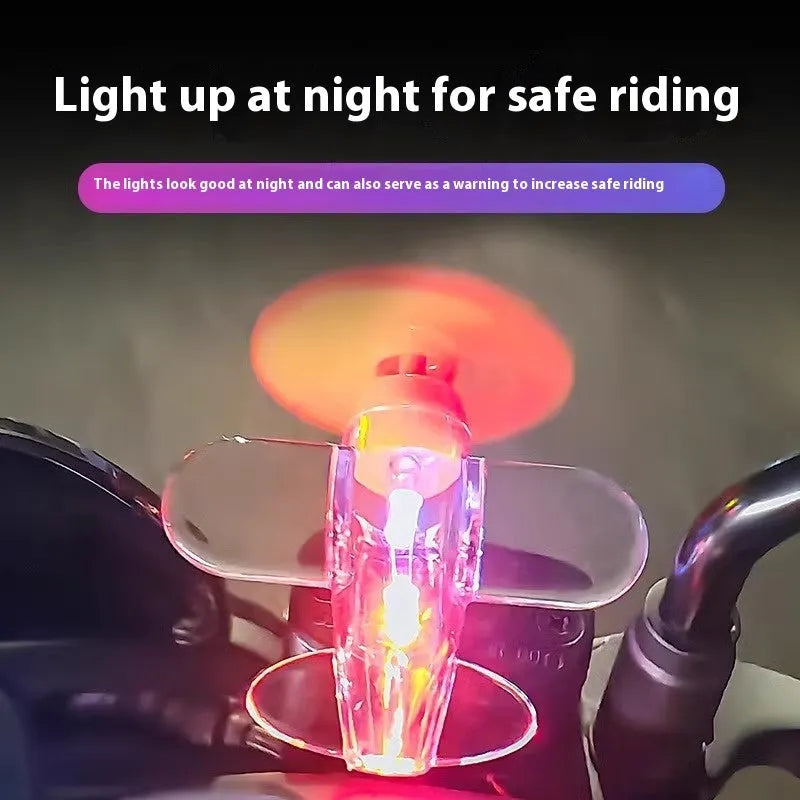 Wind powered LED car decoration with rotating flying chair or small airplane ornament in blue, red, transparent, or yellow