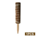 Green radish coconut palm stick with natural coconut moss fibre, wooden pole, and rope wrapping for indoor climbing plant support
