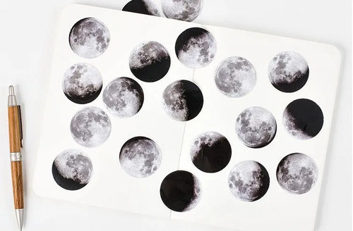 45 piece moon sticker set, paper material, 40mm width and length, for diary decoration