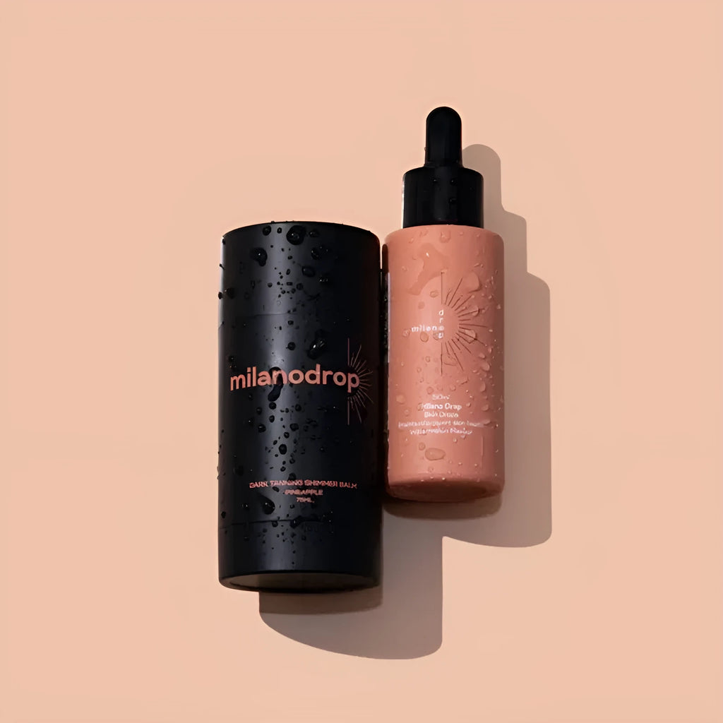 Matte sun tanning black liquid self-tanning set with 50ml drops and 75ml cream in bottles