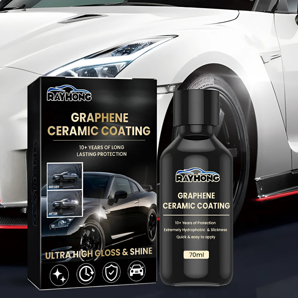 Automotive graphene ceramic coating kit with 70ml solution, sponge, towel, gloves and coating cloths