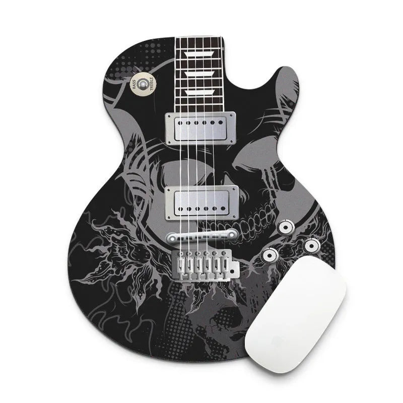 Guitar shaped mouse pad with natural rubber base and fine cloth surface in acoustic guitar style 22x18cm