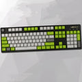 Two-colour PBT mechanical keyboard keycaps showing themed designs including Star Guardian and DC superhero motifs
