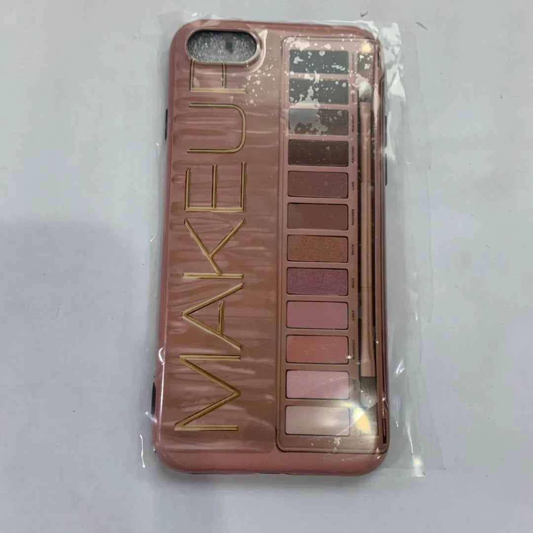 Silicone iPhone case with marble eye shadow pattern in flesh and grey colours
