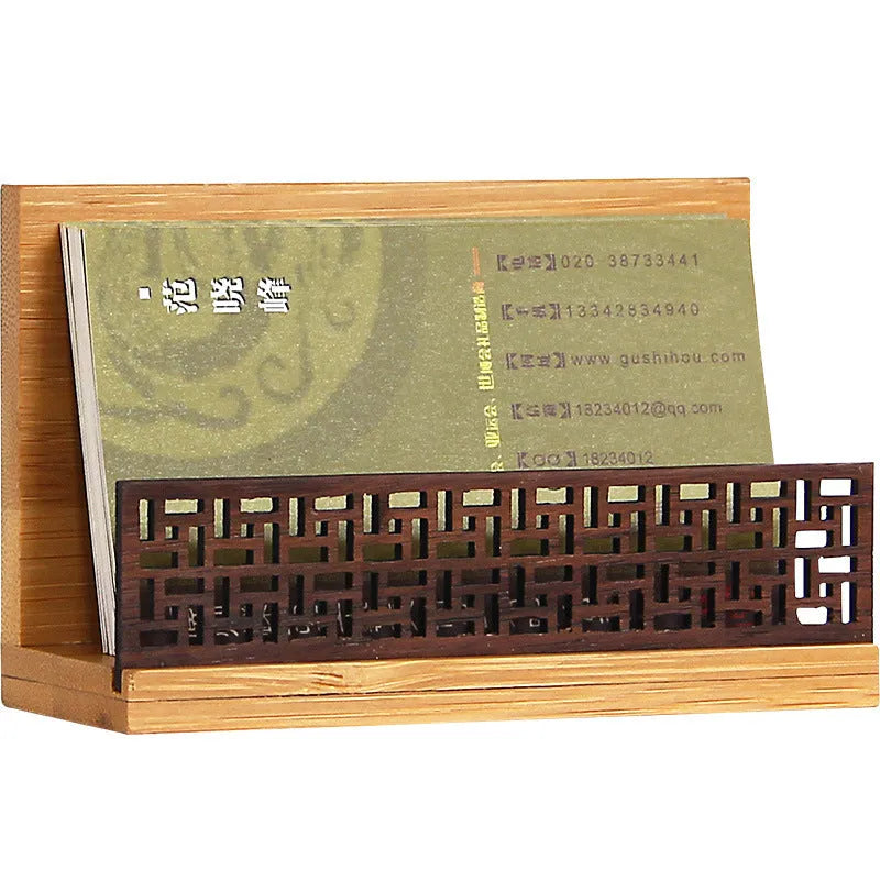 Geometric pen tray in bamboo and black walnut wood for business gifting