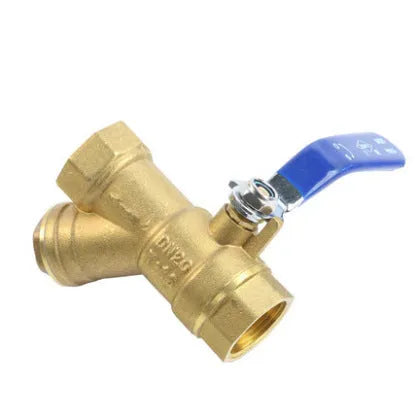 Brass Y-strainer filter ball valve with threaded ends for DN20 and DN25 pipe connections.