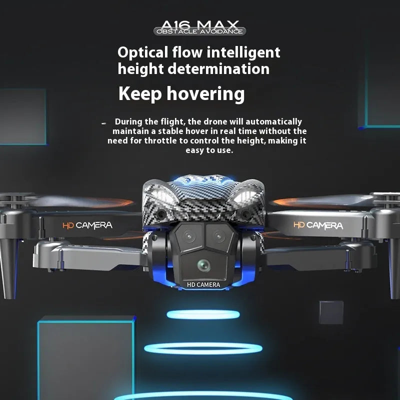 Optical flow positioning three-camera obstacle avoidance drone for aerial photography in silver gray