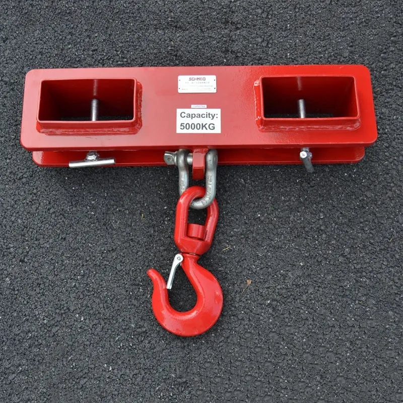 25-tonne rotatable drum forklift crane hook with safety locking device mounted on forklift forks