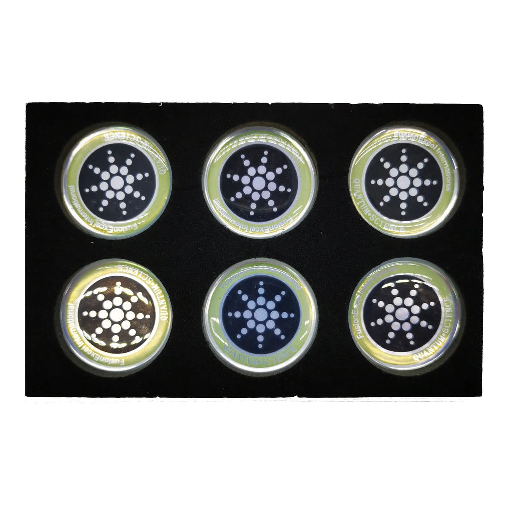 Mobile phone anti-electromagnetic wave stickers in gold and silver colours, 6 stickers per pack