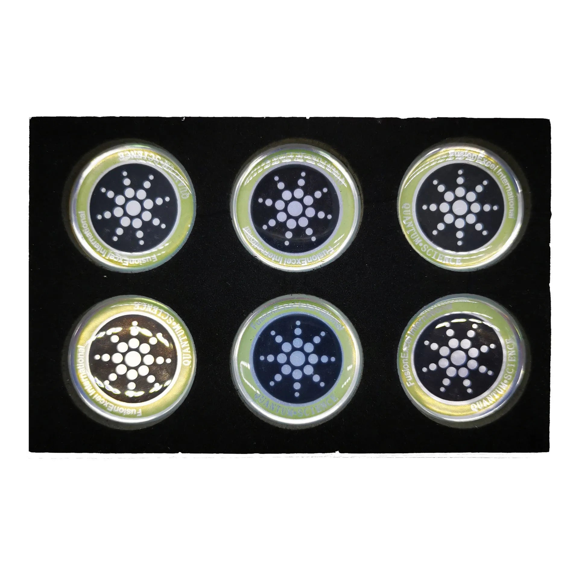 Mobile phone anti-electromagnetic wave stickers in gold and silver colours, 6 stickers per pack