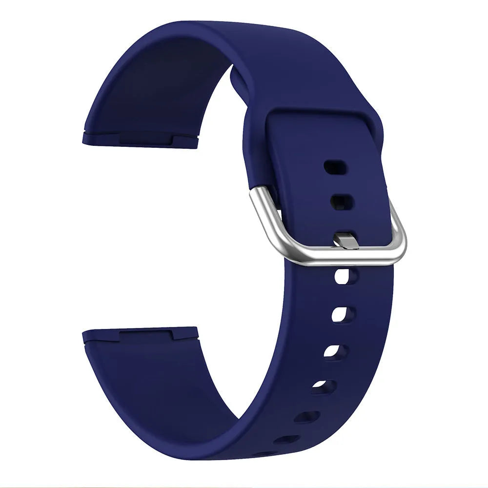Solid colour silicone strap with silver buckle for Fitbit Versa 3 and Sense 2 watches