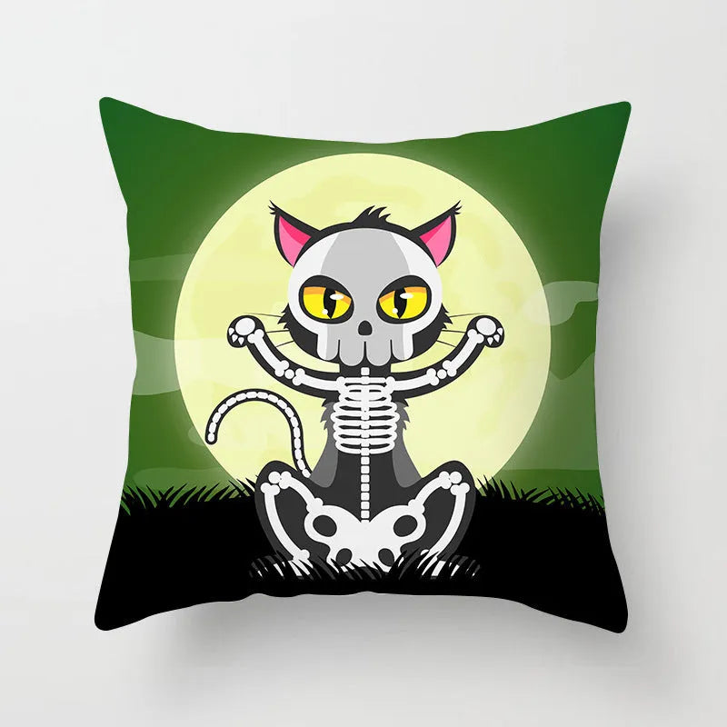 Halloween pillowcase 45x45cm in peach skin fabric with modern simple square design for living room cushion