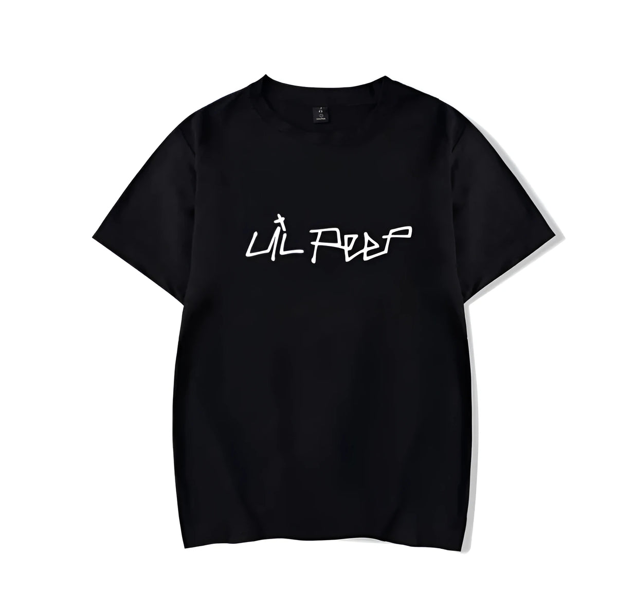 Lil Peep graphic print tshirt on cotton-polyester broadcloth, short sleeve O-neck, unisex hip hop style