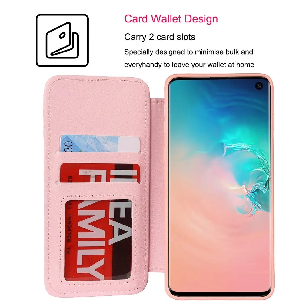 Crown Card Leather Case for Samsung Galaxy flip case with card slot in four colours Black Pink White Rose Red
