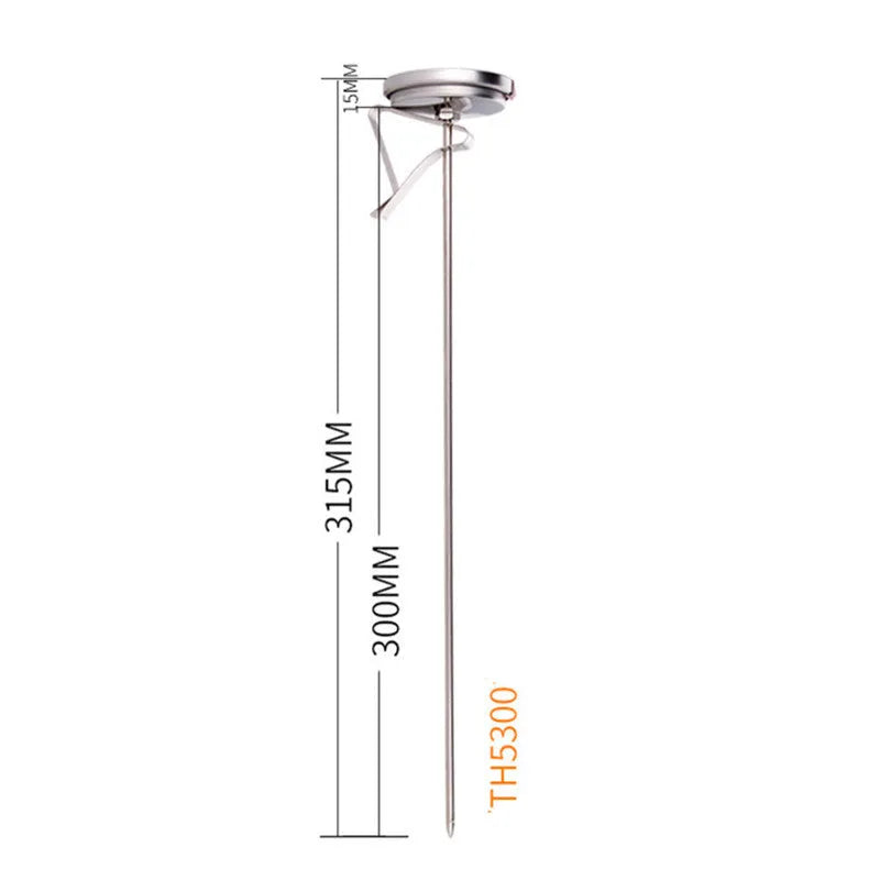 Digital food thermometer with stainless steel probe for oven, oil and liquid temperature measurement