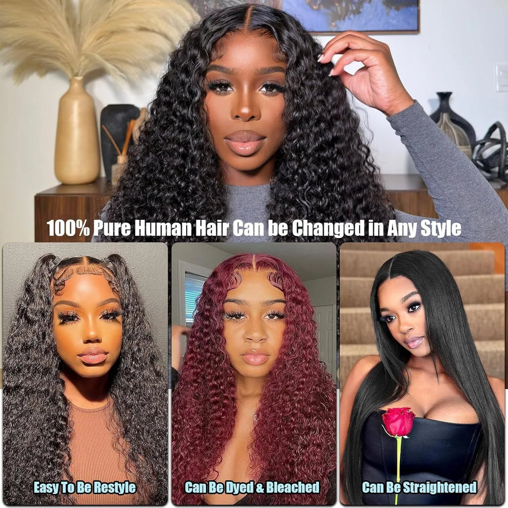Front lace deep wave human hair wig for ladies hand-woven natural look length options 20 to 85cm