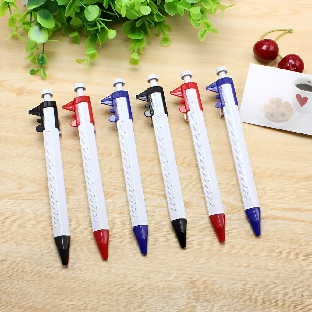 Multifunction vernier caliper ballpoint pen with 0.5mm tip in orange, blue, red, green, black or silver colours