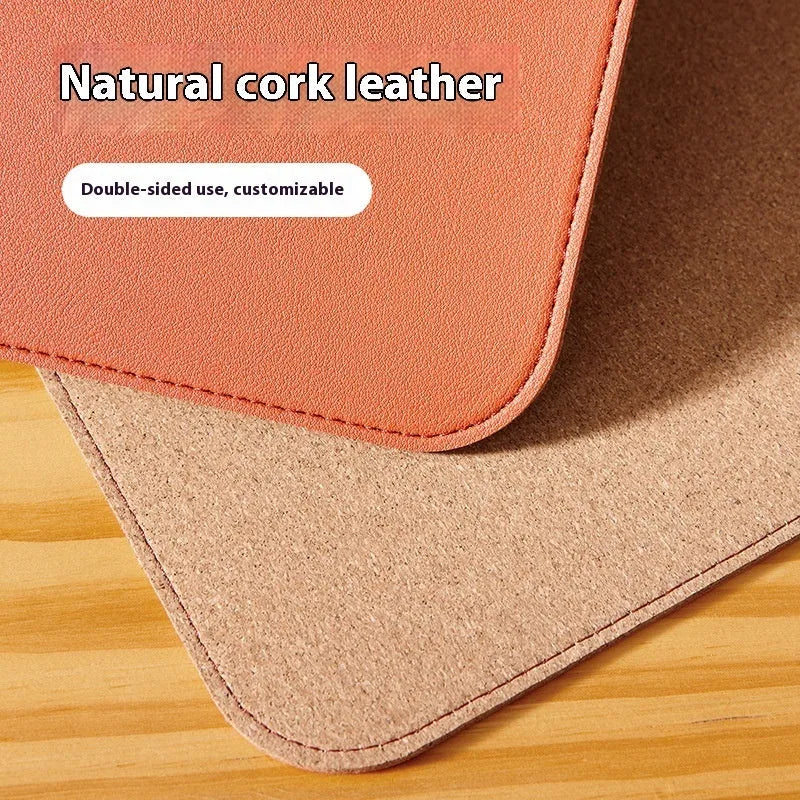 Cork leather table mat and PVC mouse pad in orange with 3.8mm thickness, 60x30cm size