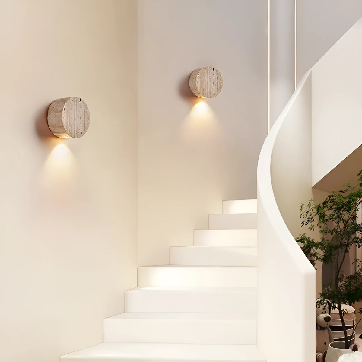 Yellow cave stone wall lamp with tricolor light, 10cm diameter, ancient Chinese style
