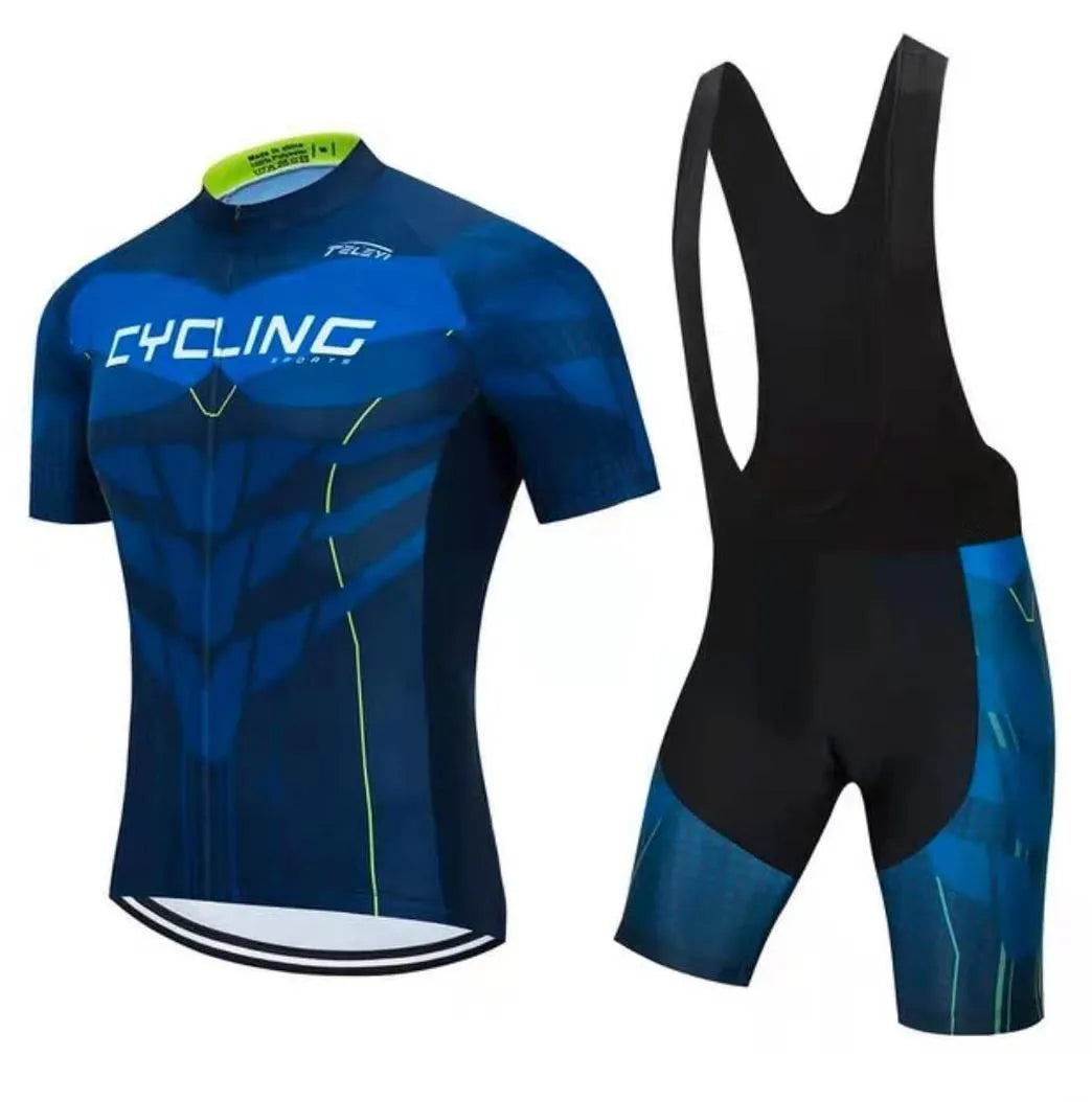 Cycling jersey and pants set for summer riding with moisture wicking properties