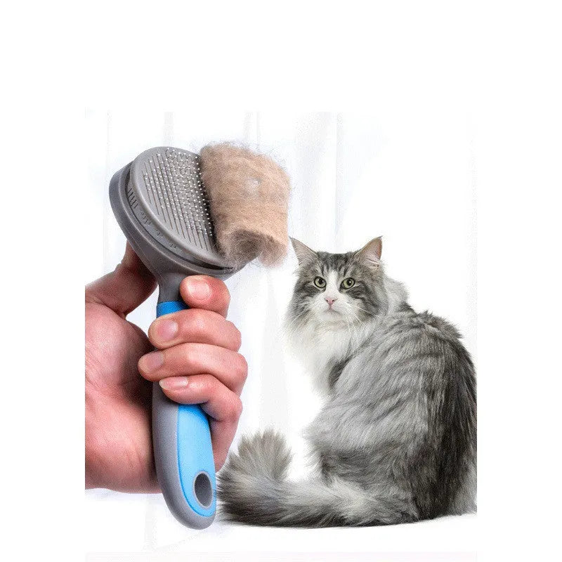 Kitten cat comb de-floating hair stripper with bent needle in candy blue colour
