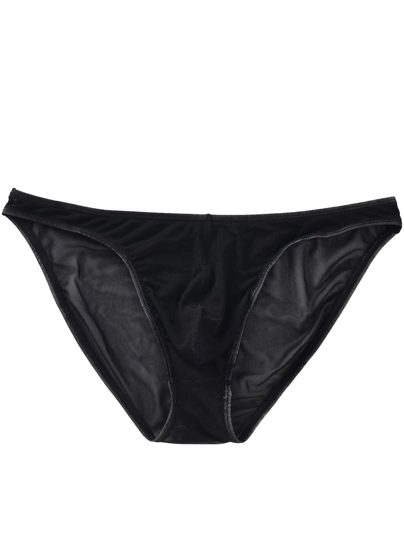 Men's black quick-dry nylon briefs with a low-waisted triangle cut on a white background.