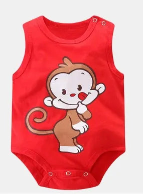 Newborn baby vest romper made from cotton in animal print designs